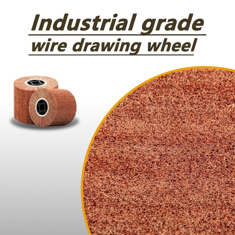 SALI Non Woven Wire Abrasive Drawing Polishing Burnishing Wheel Flap Brush Wire Brush Drum Surface Conditioning Tool for Metal Surface Polishing Grinding Removing Rust 120x100x19mm (240 Grit) - Image 5